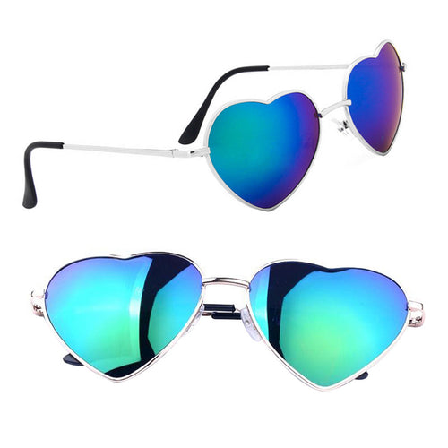 Women Thin Metal Heart Frame Sunglasses